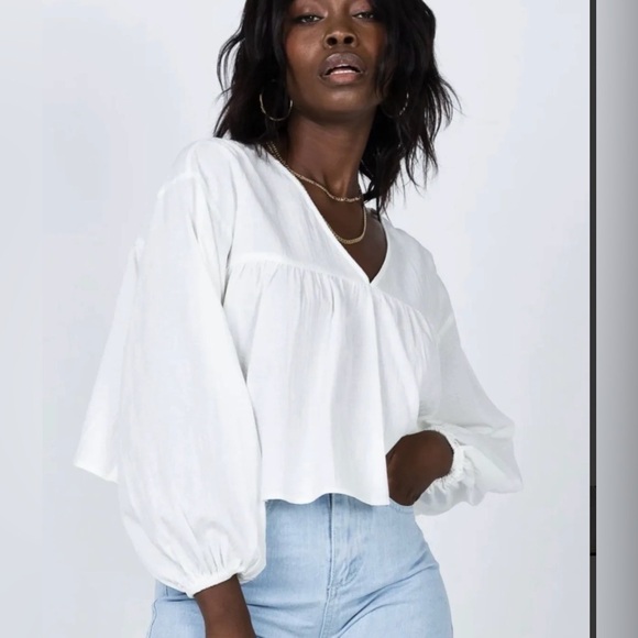 Princess Polly Aries White Cotton Empire Crop Top Size 6 - Picture 12 of 12